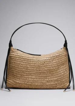 Outlet & Other Stories Sac En Paille à Détails En Cuir Beige