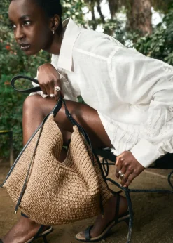 Outlet & Other Stories Sac En Paille à Détails En Cuir Beige