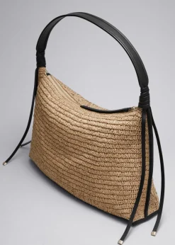 Outlet & Other Stories Sac En Paille à Détails En Cuir Beige