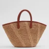 Fashion & Other Stories Sac Fourre-tout En Paille à Bordures En Cuir Beige