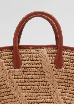 Fashion & Other Stories Sac Fourre-tout En Paille à Bordures En Cuir Beige