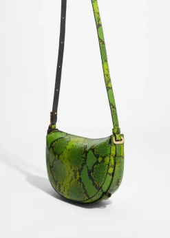 New & Other Stories Sac Porté épaule En Cuir Effet Serpent Vert