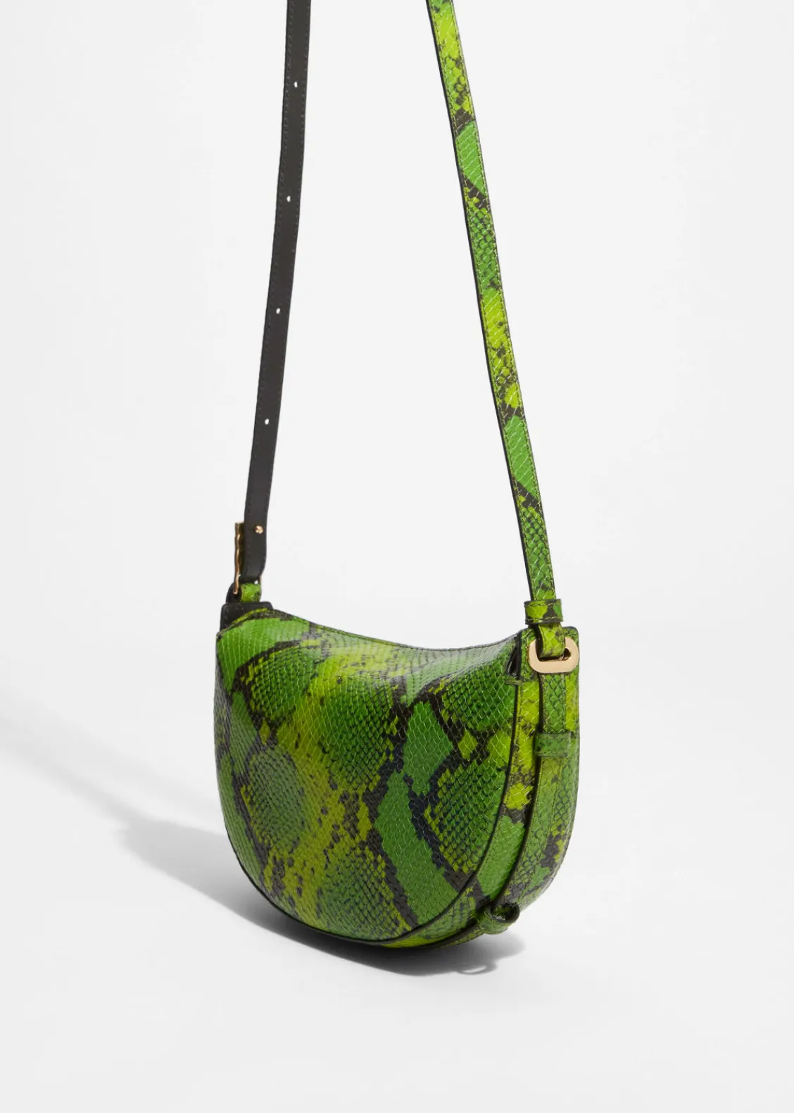 New & Other Stories Sac Porté épaule En Cuir Effet Serpent Vert