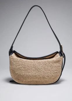 Store & Other Stories Sac Porté épaule En Paille à Finitions En Cuir Beige