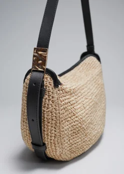 Store & Other Stories Sac Porté épaule En Paille à Finitions En Cuir Beige