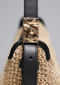 Store & Other Stories Sac Porté épaule En Paille à Finitions En Cuir Beige