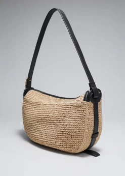 Store & Other Stories Sac Porté épaule En Paille à Finitions En Cuir Beige