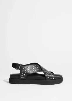 Clearance & Other Stories Sandales Cloutées En Cuir Noir