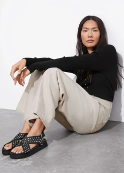 Clearance & Other Stories Sandales Cloutées En Cuir Noir