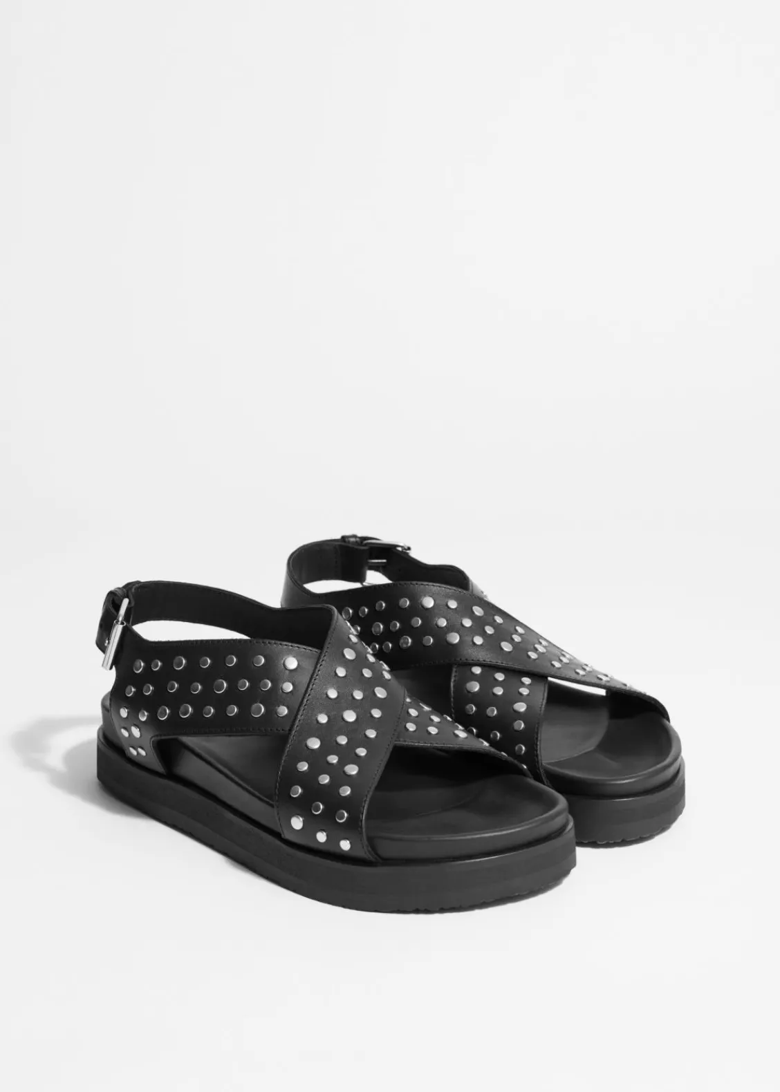 Clearance & Other Stories Sandales Cloutées En Cuir Noir