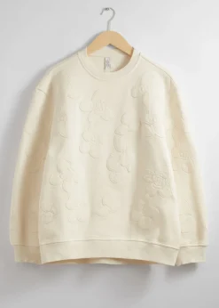 Sale & Other Stories Sweat Fleuri En Jacquard Blanc