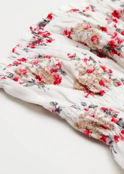 Outlet & Other Stories Top Bustier élastique Avec Broderies Broderie fleurie blanche