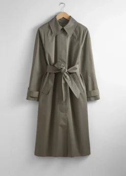 Sale & Other Stories Trench-coat à Boutonnage Simple Kaki