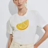 Cheap & Other Stories T-shirt Col Ras Du Cou à Motif Fruit Blanc