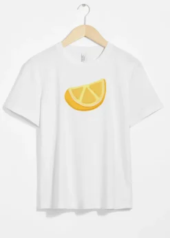 Cheap & Other Stories T-shirt Col Ras Du Cou à Motif Fruit Blanc