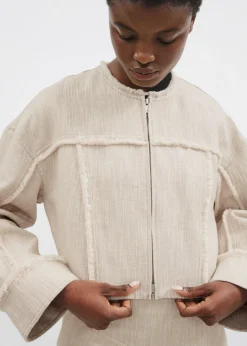 Flash Sale & Other Stories Veste à Franges En Lin Mélangé Beige