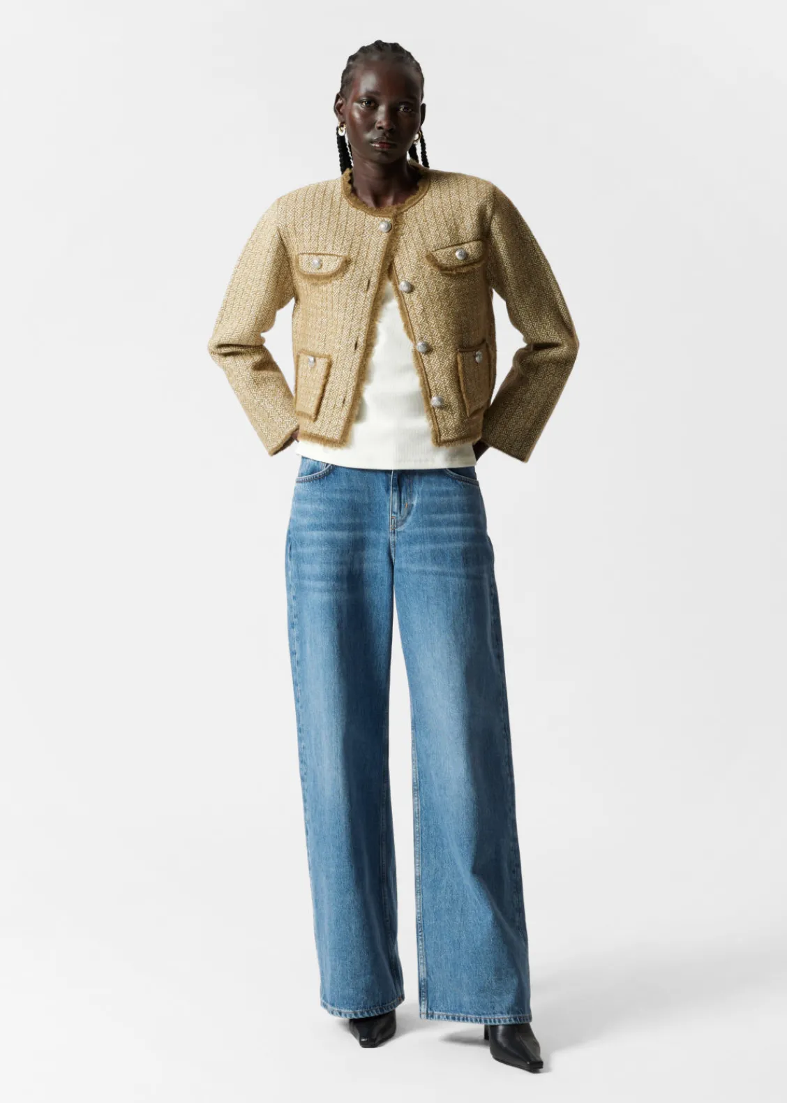 Hot & Other Stories Veste Boutonnée En Tweed Tweed beige