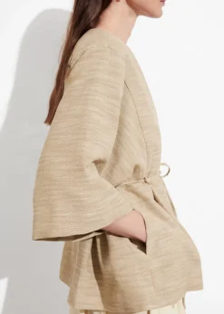 Store & Other Stories Veste Ceinturée En Soie Mélangée Beige