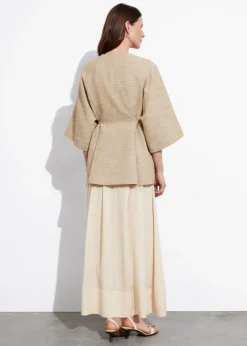 Store & Other Stories Veste Ceinturée En Soie Mélangée Beige