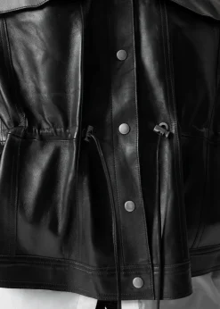 Discount & Other Stories Veste En Cuir à Cordon De Serrage Noir
