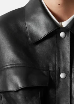 Discount & Other Stories Veste En Cuir à Cordon De Serrage Noir