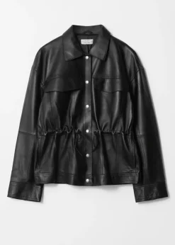 Discount & Other Stories Veste En Cuir à Cordon De Serrage Noir