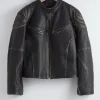 Outlet & Other Stories Veste En Cuir Surpiquée Noir