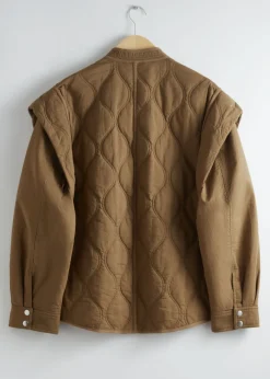 New & Other Stories Veste Matelassée à épaules Longues Beige foncé
