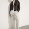 New & Other Stories Veste Motard Oversize En Cuir Marron vintage