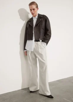New & Other Stories Veste Motard Oversize En Cuir Marron vintage