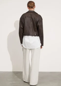 New & Other Stories Veste Motard Oversize En Cuir Marron vintage