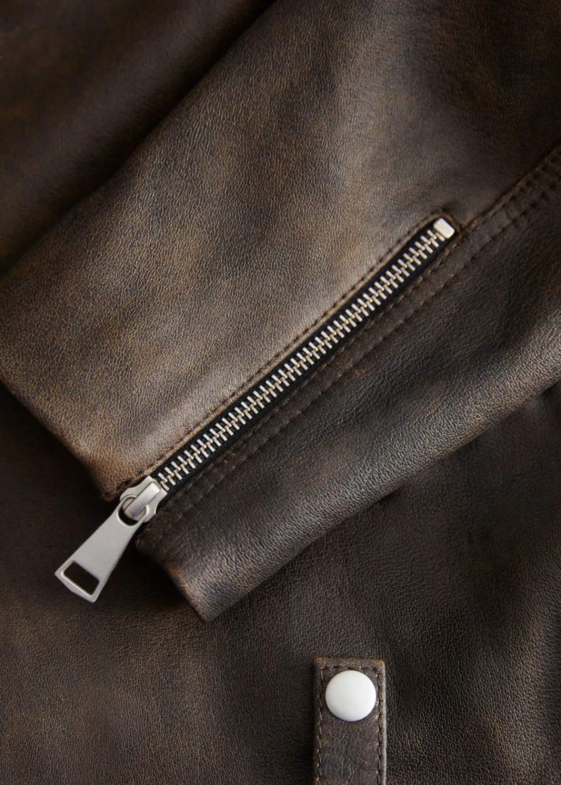 New & Other Stories Veste Motard Oversize En Cuir Marron vintage