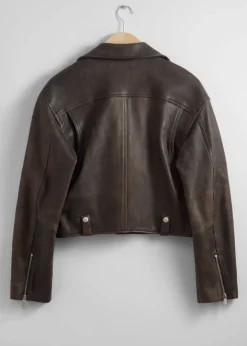 New & Other Stories Veste Motard Oversize En Cuir Marron vintage