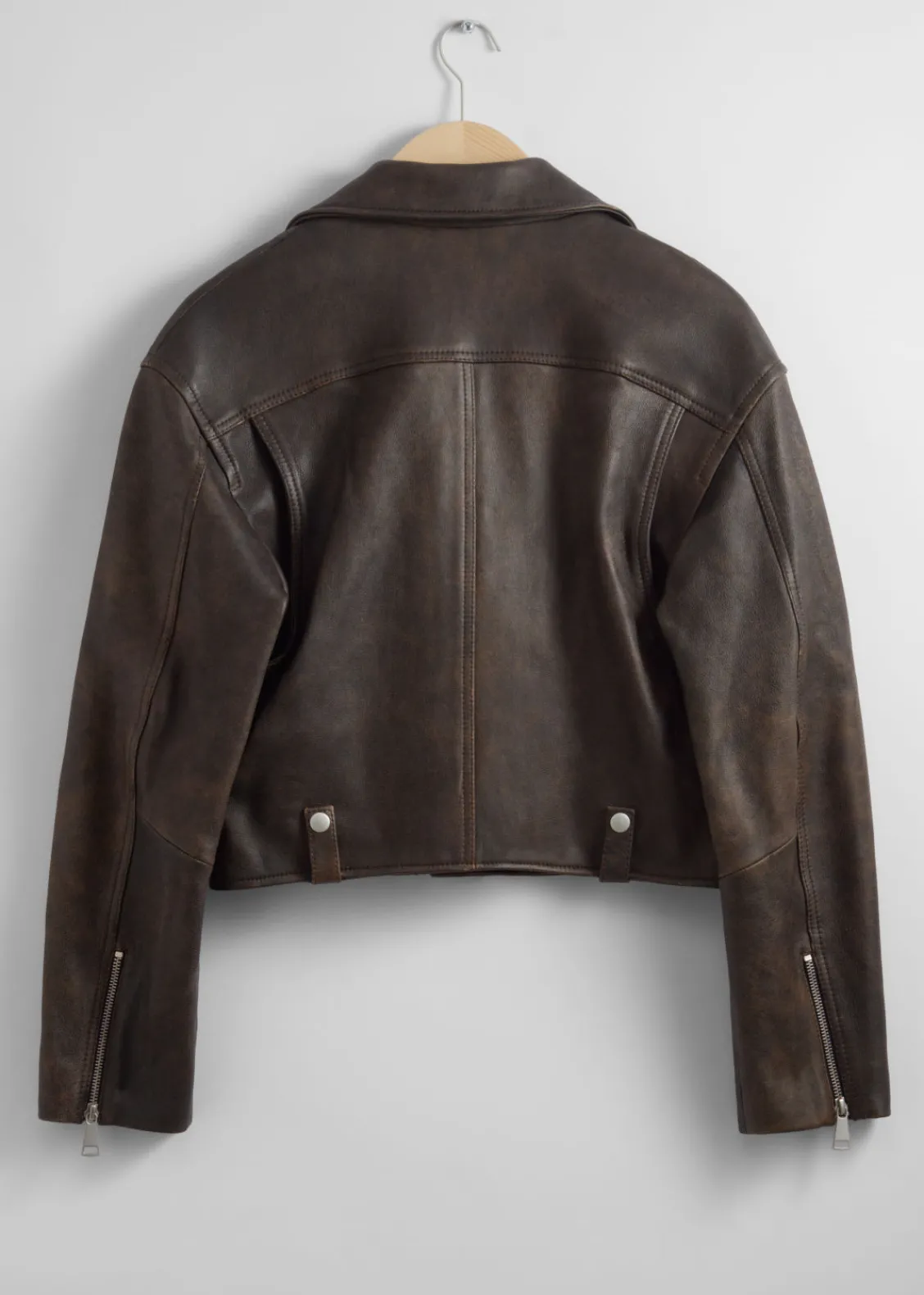 New & Other Stories Veste Motard Oversize En Cuir Marron vintage