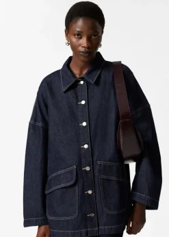 Store & Other Stories Veste Oversize En Jean à Ceinture Bleu