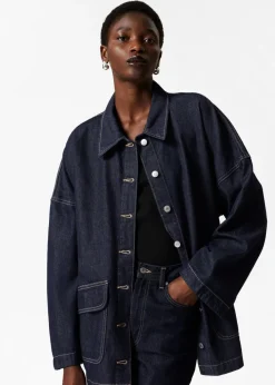 Store & Other Stories Veste Oversize En Jean à Ceinture Bleu