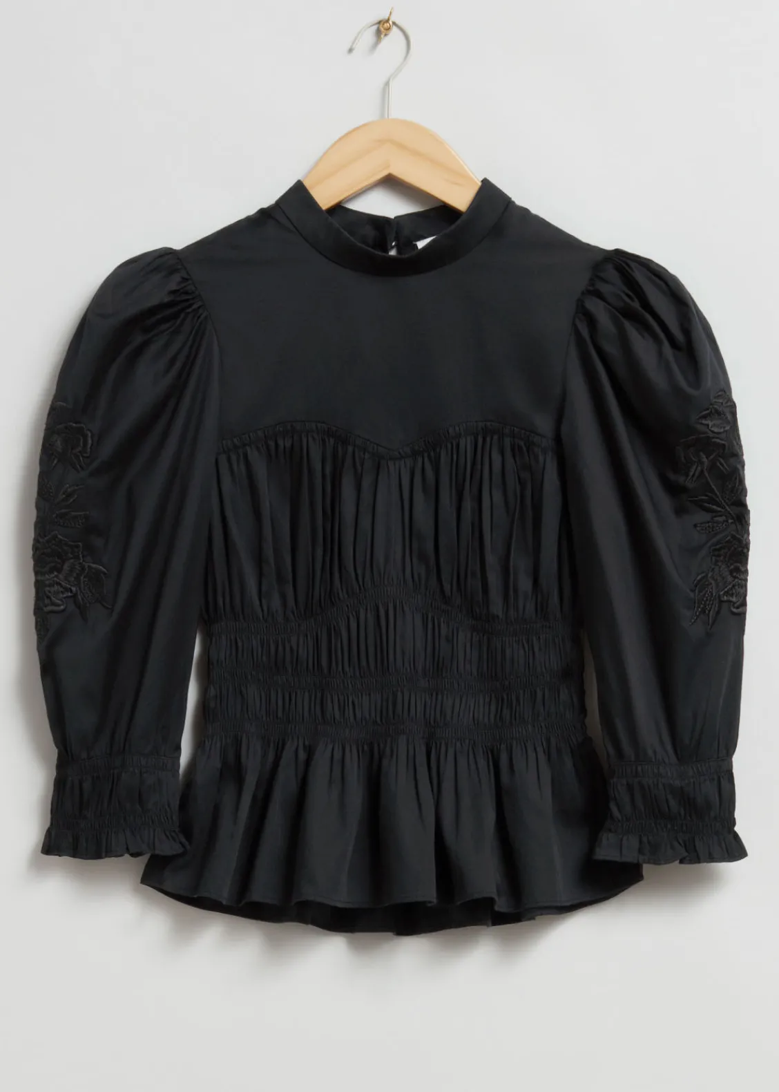 Fashion & Other Stories Blouse Péplum à Manches Volumineuses Noir