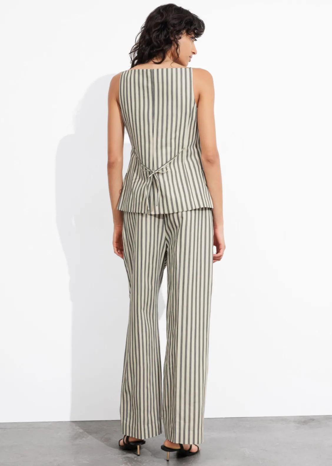 Best Sale & Other Stories Pantalon Habillé Rayé Rayures beiges/noires