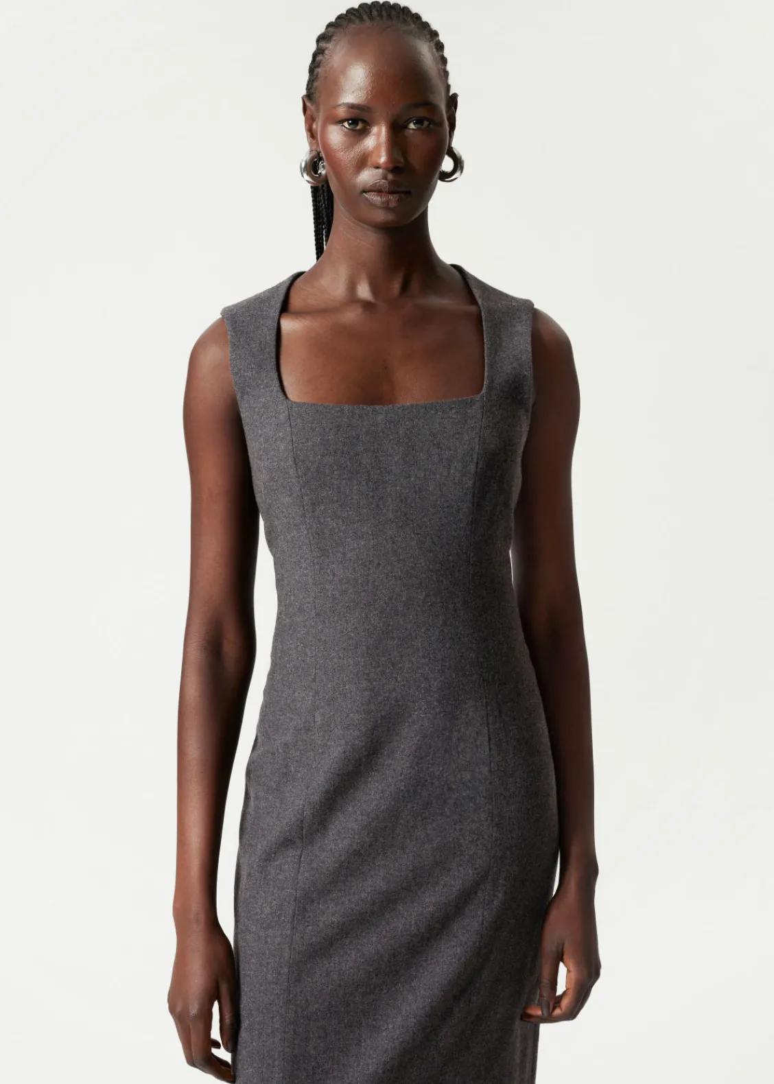 Cheap & Other Stories Robe Midi Sans Manches En Laine Gris