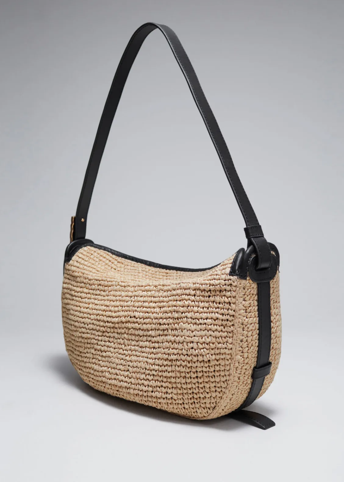 Store & Other Stories Sac Porté épaule En Paille à Finitions En Cuir Beige