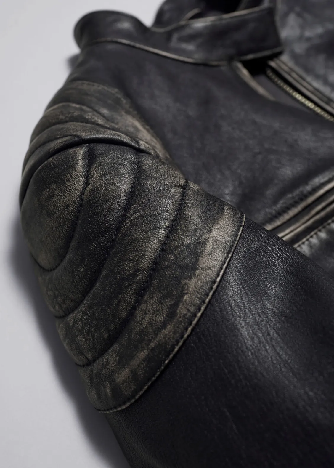 Outlet & Other Stories Veste En Cuir Surpiquée Noir